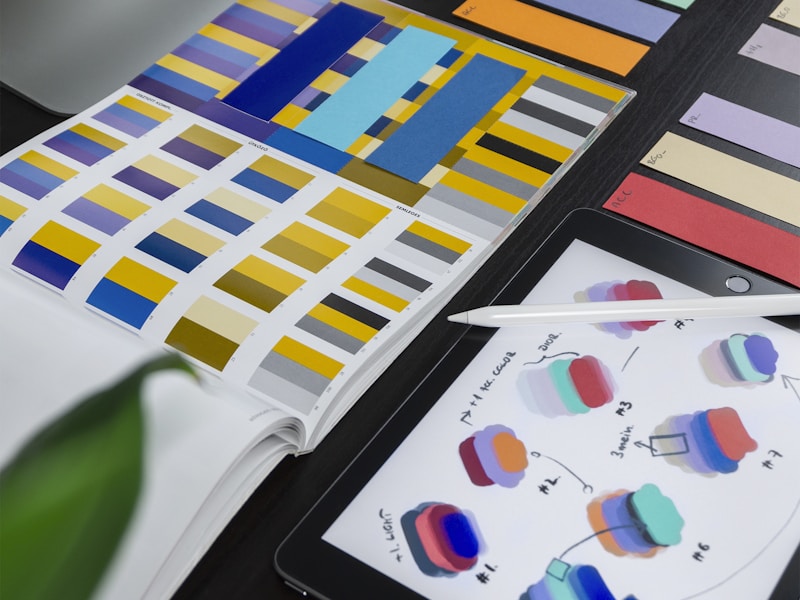 Graphic designer working with color